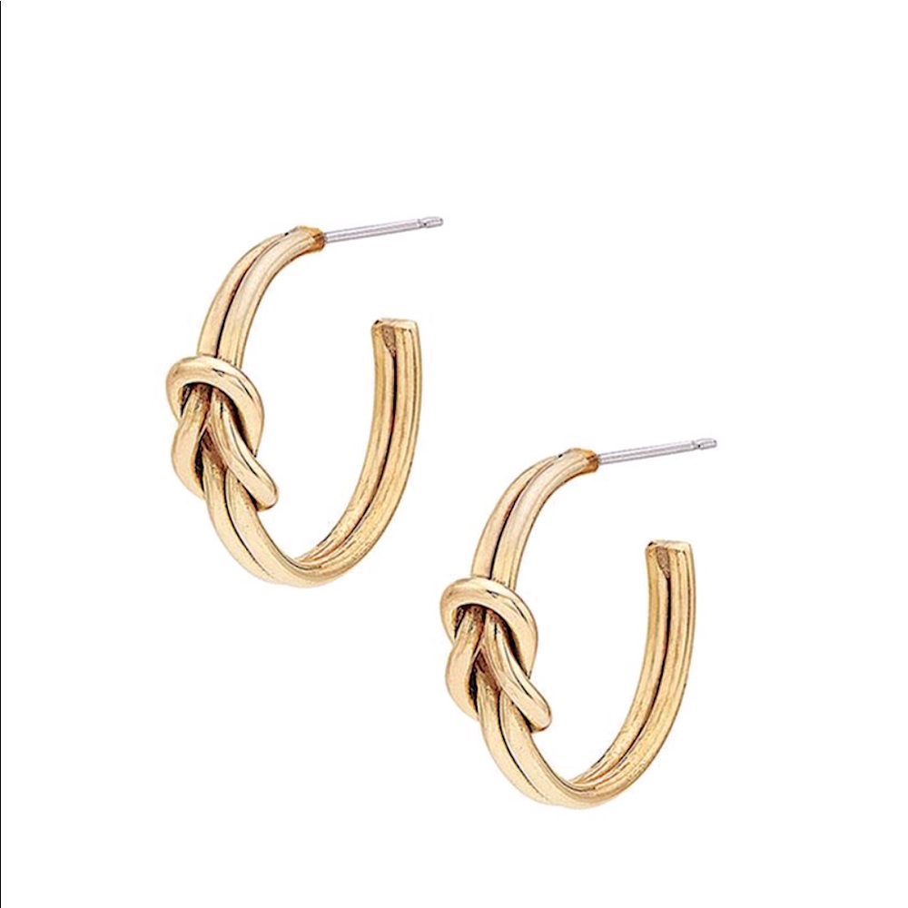Gold Plated Hoop Small Earrings Knot SOKO Sayo